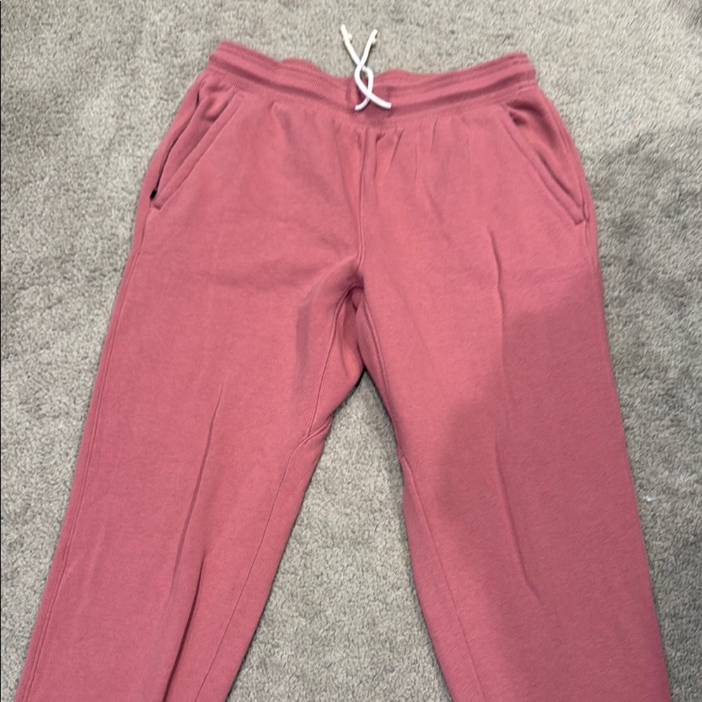 Athleta Pink Joggers with Elastic Waistband and Ribbed Cuffs